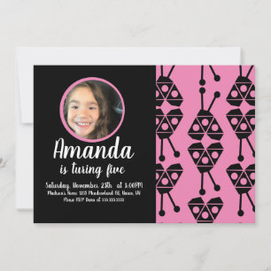 Convite Inseto Ladybug Insetos Geométricos Cor-de-rosa