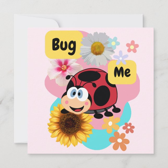 Convite Inseto-me: Ladybug (Frente)