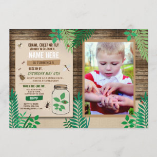 Convite Inseto Scavenger Photo Hunt Wood Party Deixa Folha