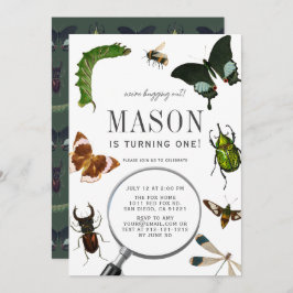 Convite Insetos e Insetos primeiro aniversario Vintage Boy