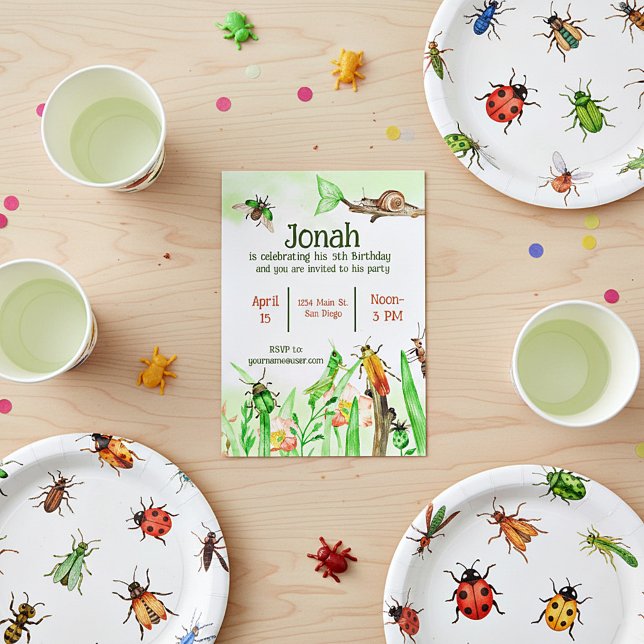Convite Insetos lindos, rapazes, festa de aniversário cost (Criador carregado)