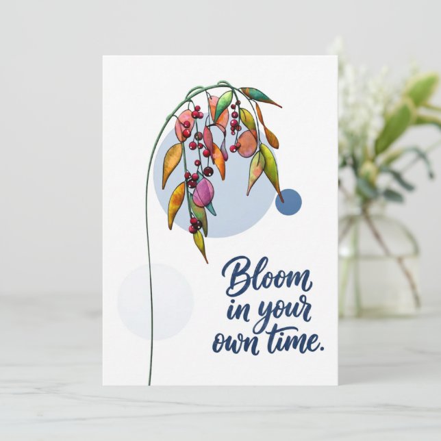 Convite Inspiração Floral com Bagas (Em pé/Frente)