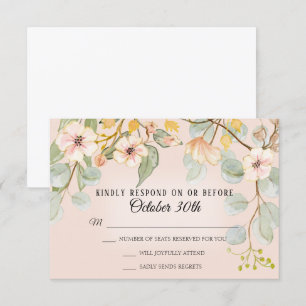 Convite Inspirado na Natureza Rosa Bege Aquarela RSVP