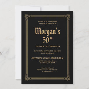 Convite Inspirado no Whisky 50º Aniversário Surpresa Preto
