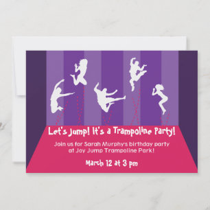 Convite Instigação do Partido Trampoline Rosa e Roxo
