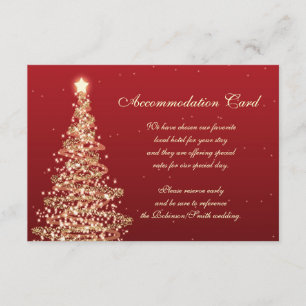 Convite Instruções de Direção para Casamento de Natal Verm