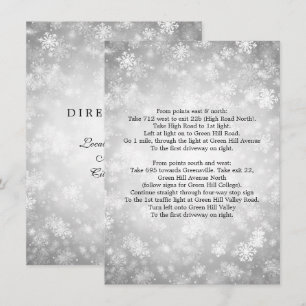 Convite Instruções de Direção Silver Winter Wonderland