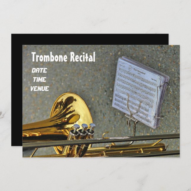 Convite Instrumento de latão Trombone (Frente/Verso)