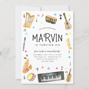 Convite Instrumento Musical Faz Barulho Notas Musicais Ani