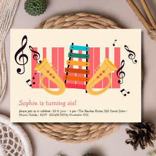 Convite Instrumentos musicais para aniversário de crianças