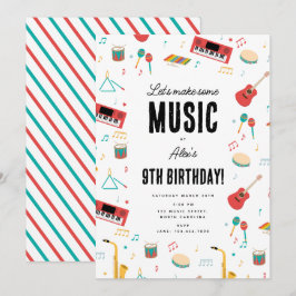 Convite Instrumentos Musicais Tema Música Festa de Anivers