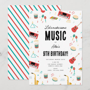 Convite Instrumentos Musicais Tema Música Festa de Anivers