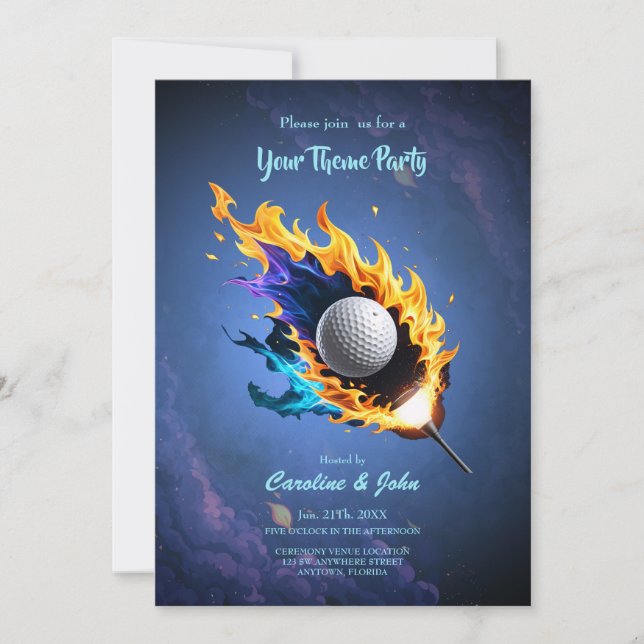 Convite Intensidade de chama: A bola de golfe em ação. (Frente)