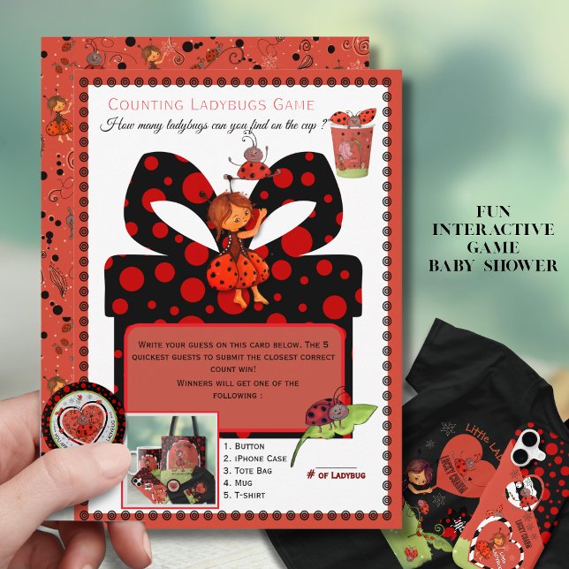Convite Interactive Counting Ladybugs Game Card | Template (Interactive counting Ladybug game)