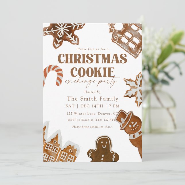 Convite Intercâmbio de Biscoitos de Natal (Em pé/Frente)