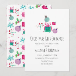 Convite Intercâmbio de Presentes de Natal em Aquarela