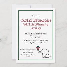 Convite Intercâmbio de Presentes Elefante Branco Festa de