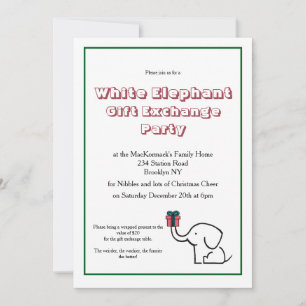 Convite Intercâmbio de Presentes Elefante Branco Festa de 