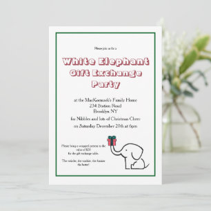 Convite Intercâmbio de Presentes Elefante Branco Festa de 