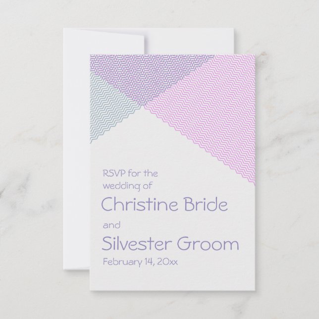 Convite Intersecando Chevrons, rsvp de casamento (Frente)