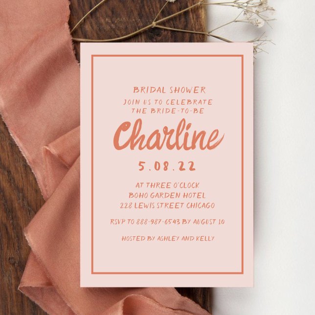 Convite Introdução ao Chá de panela de escrita manual, cor (Criador carregado)