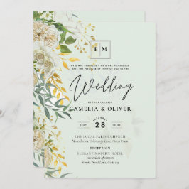 Convite Inv. Casamento Botânico de Rosas Brancas Anônimas 