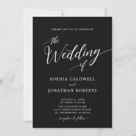 Convite Inv. Casamento Preto e Branco Tudo em Uma Caligraf