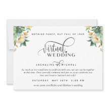 Inv de Casamento Virtual Floral e Branco Elegante