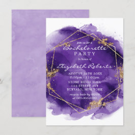 Convite Inv de Festa de solteira de pintura Dourada com La