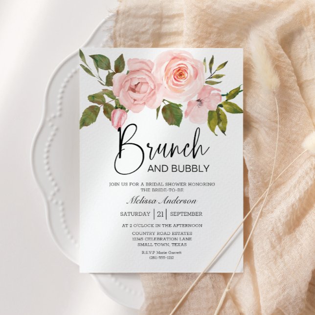 Convite Invasão de Bridal Floral de Rosas Rosa Escamosas (Criador carregado)