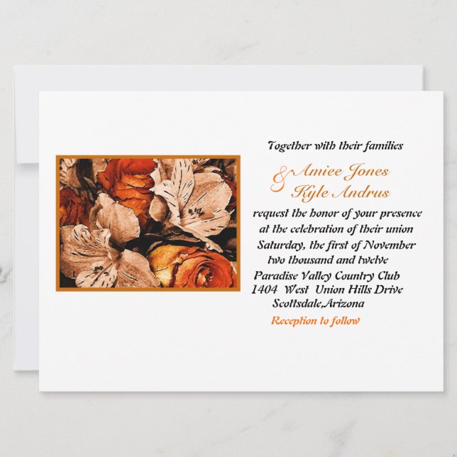 Convite invasão de casamento das flores do outono (Frente)