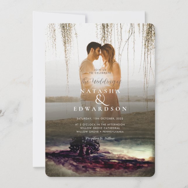 Convite Invasão de paisagens Douradas de chic 2 Fotos Casa (Frente)