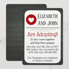 Convite Invasão do quadro negro e vermelho do Chá de adoçã