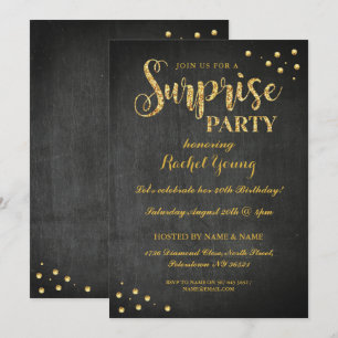 Convite Invasão Dourada do glitter Birthday Chalk