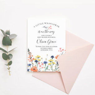 Convite Invasão floral do chá de fraldas de aquarelas de