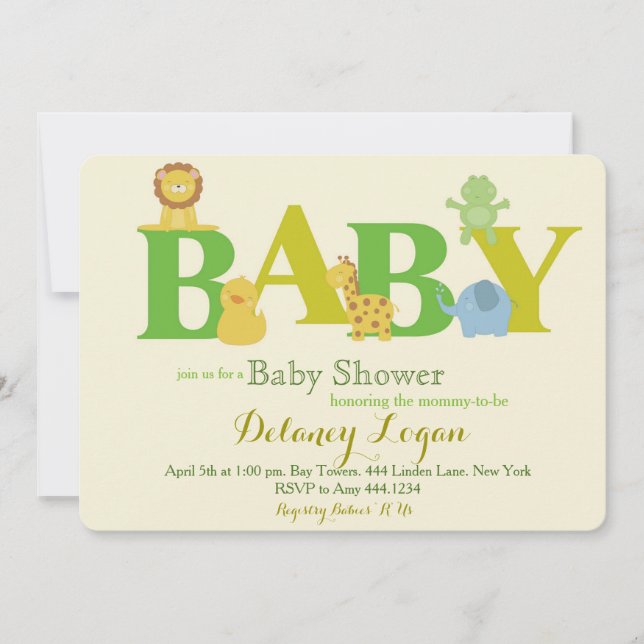 Convite Invasões de Animais Selvagens chás de fraldas (Frente)