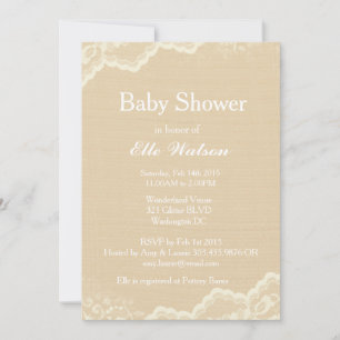 Convite Invasores De Bebê, Burlap, De Lace, Personalizados