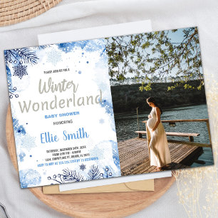 Convite Inverno Bebê Invita Foto Azul Luminosa