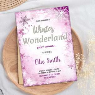 Convite Inverno Bebê Invoca Luminosidade Rosa