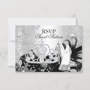 Convite Inverno Brilho Floco de Neve Prata Doce 16 RSVP