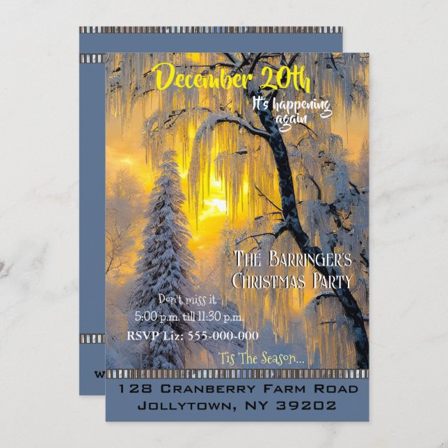 Convite Inverno da manhã Bela Festa de Natal Convide (Frente/Verso)