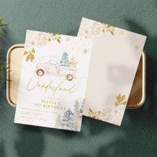 Convite Inverno de Onederland Snowman primeiro aniversario
