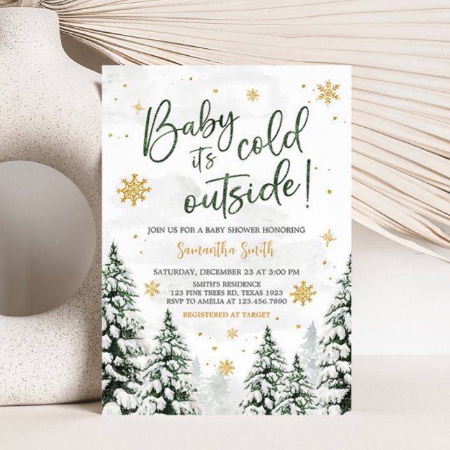 Convite Inverno é frio fora do Chá de fraldas (Gender Neutral Snowflake Baby Shower Invitation)
