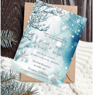 Convite Inverno Encantado, Casamento com Luzes de Corda