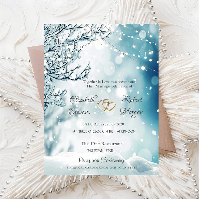 Convite Inverno Encantado, Casamento com Luzes de Corda (Criador carregado)