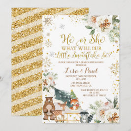 Convite Inverno Floco de Neves Animais da Floresta