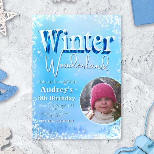Convite Inverno Mágico com Imagem (Winter Wonderland with Picture Invitation)
