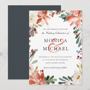 Convite Inverno Místico Casamento de quadro floral