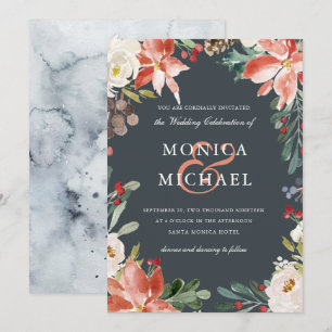 Convite Inverno Místico Casamento de quadro floral