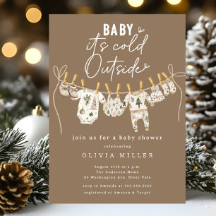Convite Inverno neutro "Baby It's Fold Outside"